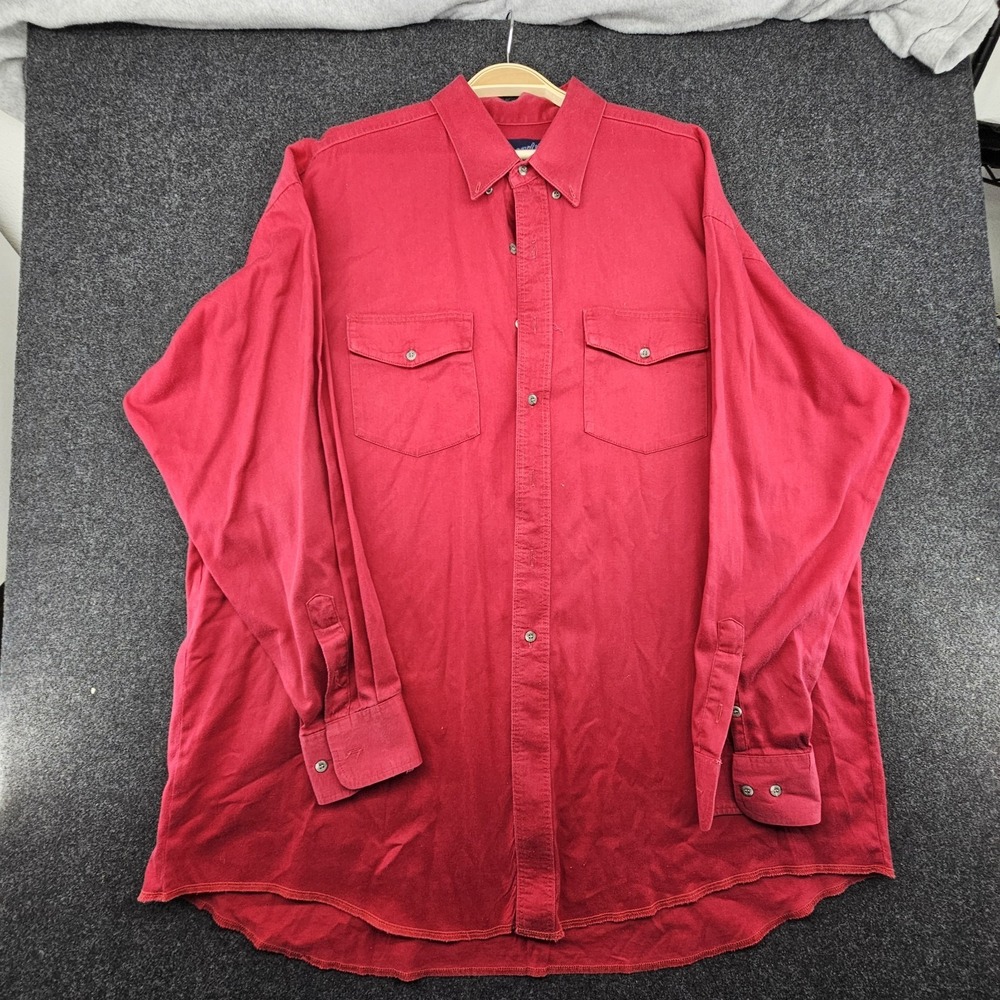 Wrangler Brushpopper X-long Tails Western Shirt Mens 19-37 Tall Red Long Sleeve